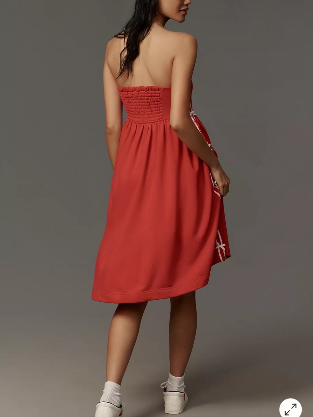 Anthropologie Daily Practice Strapless Side Bow Midi Dress - Picture 14 of 15